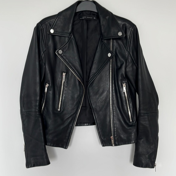 Zara leather motorcycle jacket - Picture 1 of 3